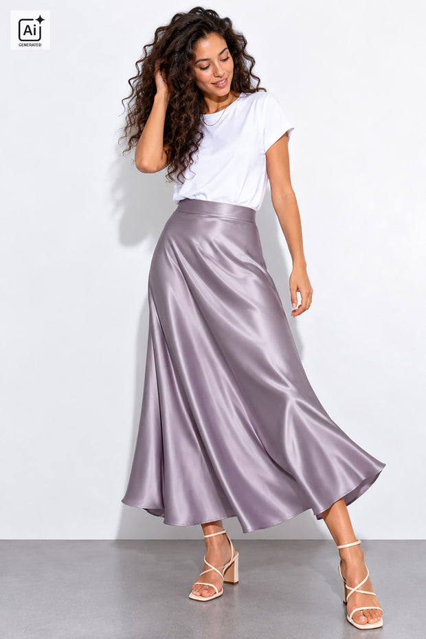 Satin tissu Unicolore Lilas