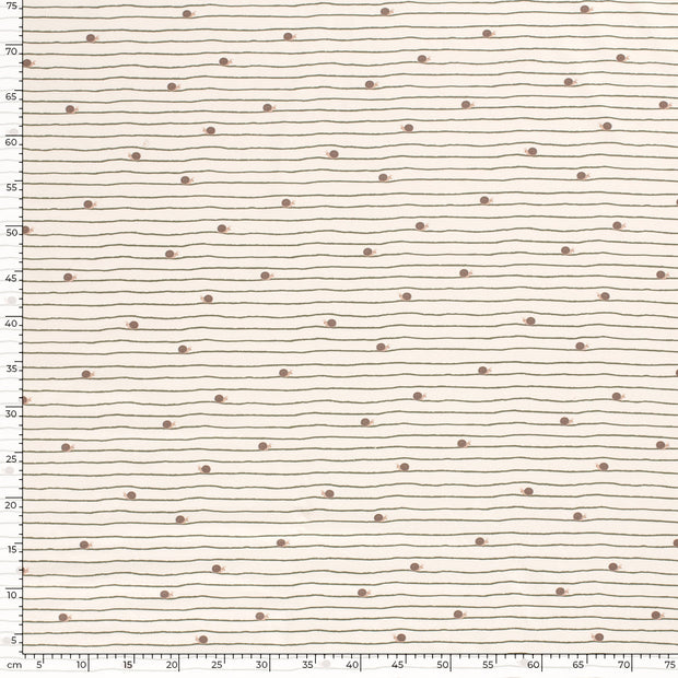 Jersey fabric Snails Off White