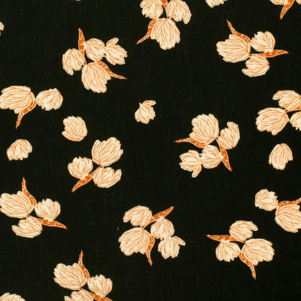 Borken Crepe fabric Flowers Black