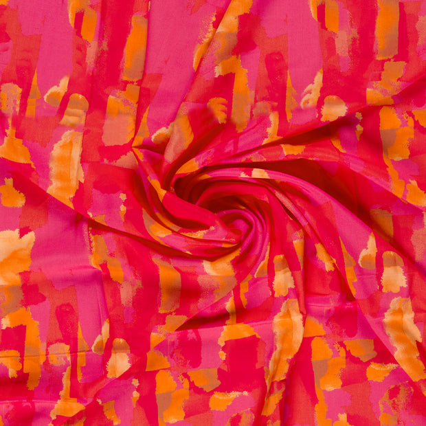 Viscose Poplin fabric Pink printed 
