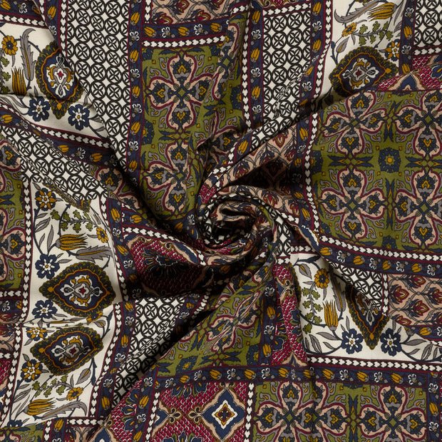 Viscose Satin fabric Bordeaux printed 