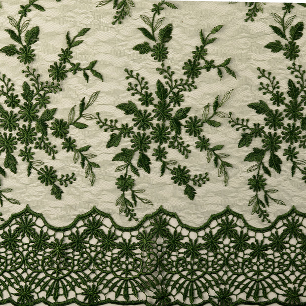 Lace fabric Flowers embroidered with border 