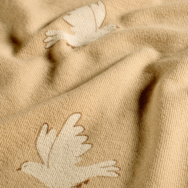 Terry Crepe fabric Birds Beige