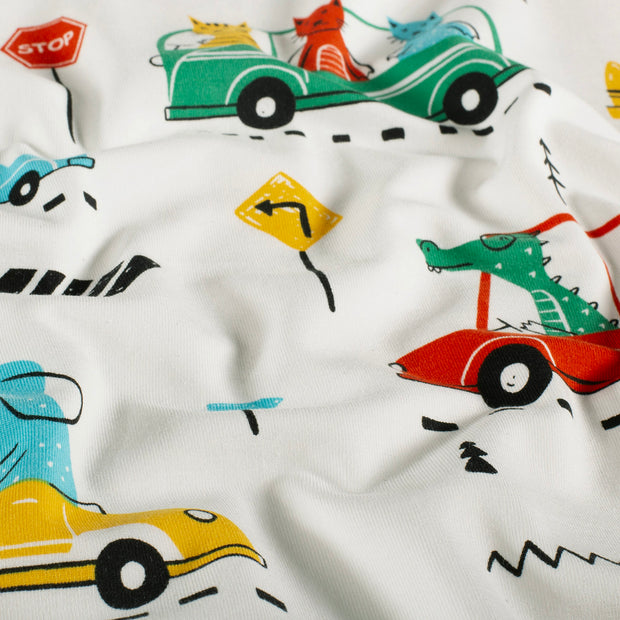 Jersey fabric Animals Off White
