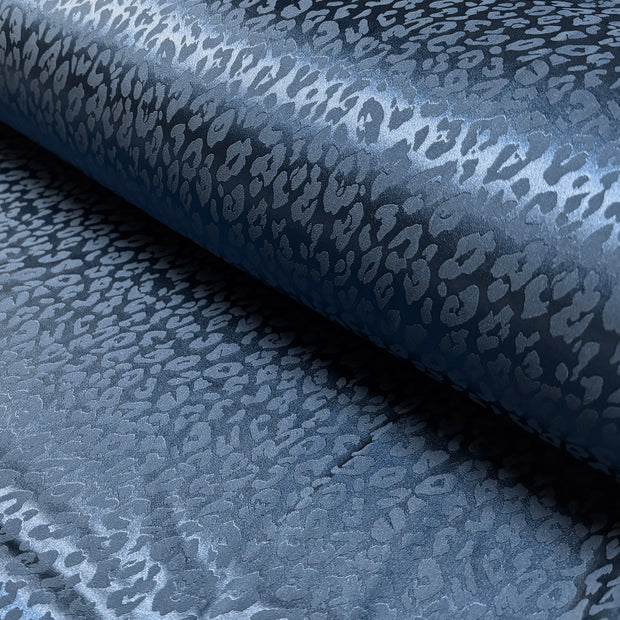 Satin Jacquard tela Unicolor Azul acero