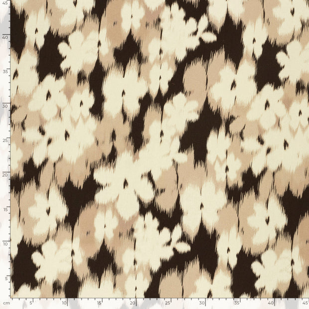 Viscose Satin fabric Abstract Black