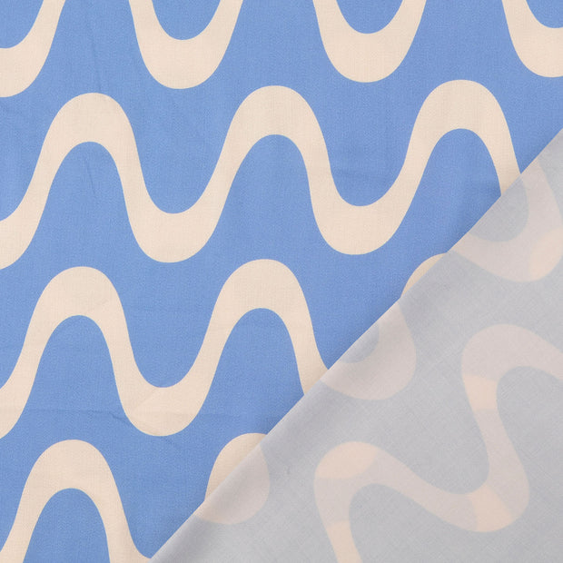Viscose Satin fabric Light Blue digital printed 