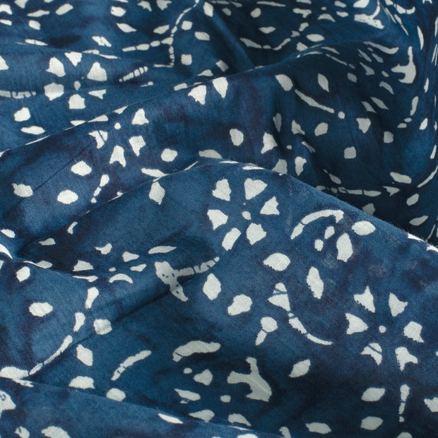 Voile fabrik Blumen Indigoblau