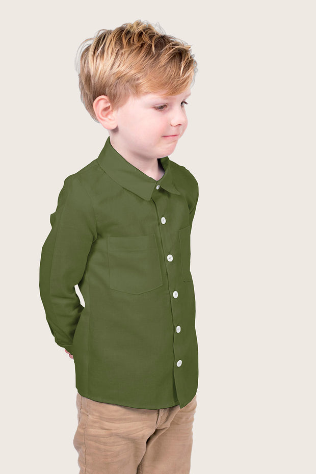 Viscose Poplin fabrik Uni Olivgrün
