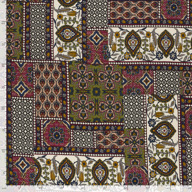 Viscose Satin fabric Abstract Bordeaux