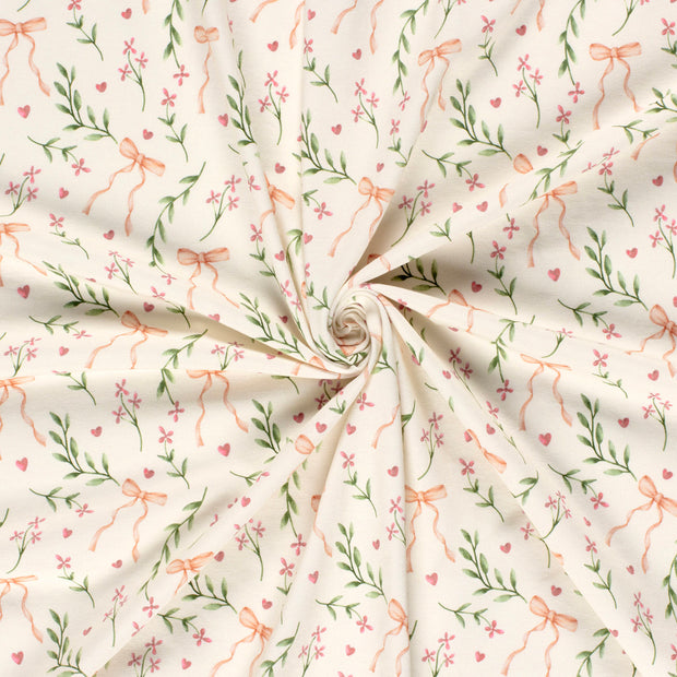 Cotton Jersey GOTS organic fabric Off White digital printed 