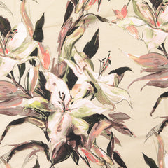 Cotton Jersey digital printed Flowers Beige