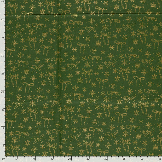 Algodón Popelina tela Navidad Verde