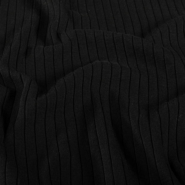 Rib Jersey fabrik Uni Schwarz