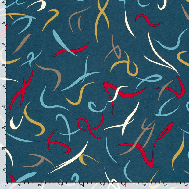 Viscose Jersey fabric Abstract Steel Blue