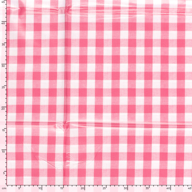 Coated Tablecloth fabric Checks Fuchsia