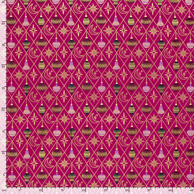 Baumwolle Popeline fabrik Weihnachtskugeln Magenta