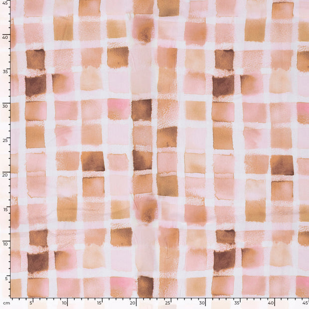 Viscose Poplin fabric Abstract Coral