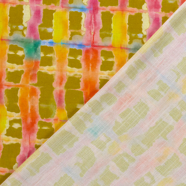 Geweven Viscose Linnen stof Abstract bedrukt 