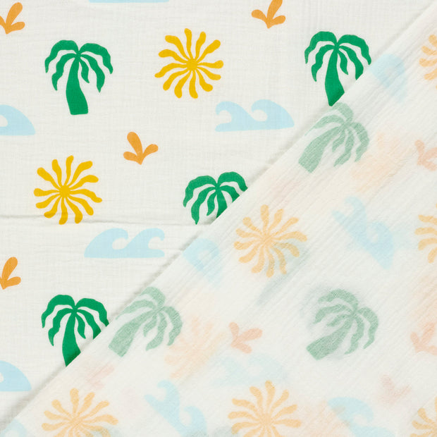 Muslin fabric Palmtrees printed 