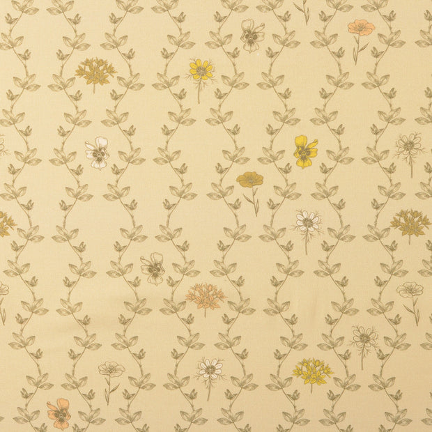 Cretonne fabric Flowers Beige