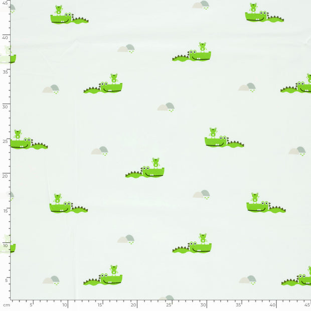 Jersey fabric Crocodiles Off White