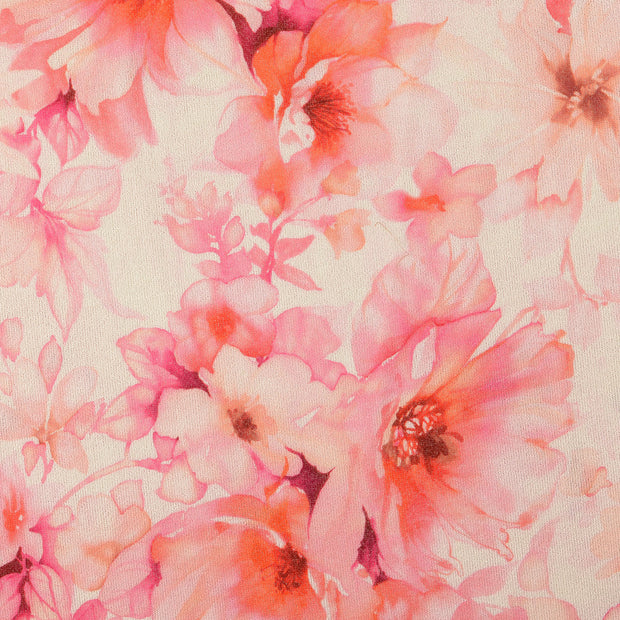 Heavy Knit tela Flores Rosa claro