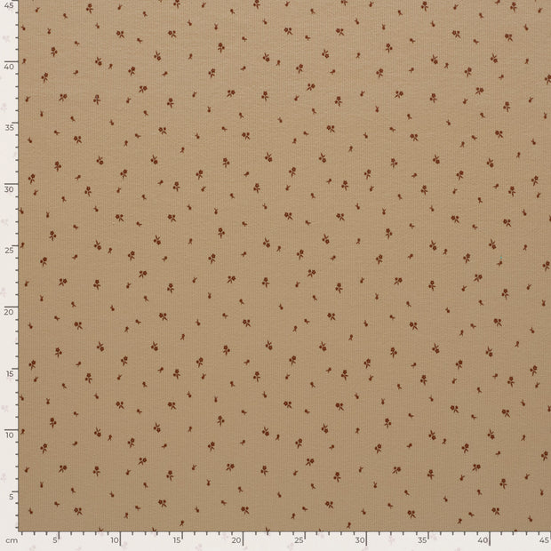 Rib Jersey stof Bloemen Beige