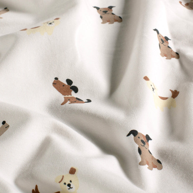 Jersey fabric Dogs Off White
