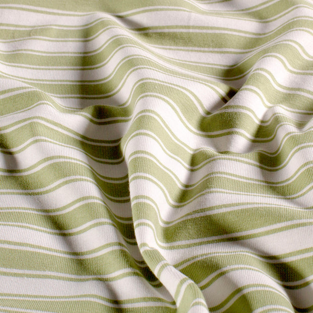 Jersey fabric Stripes Olive Green