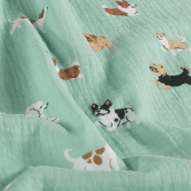 Musselin fabrik Hunde Babyblau