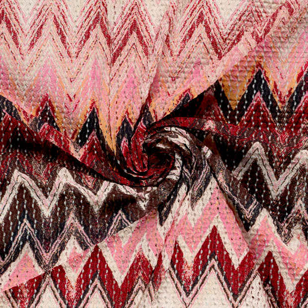 Plissé fabric Pink digital printed 
