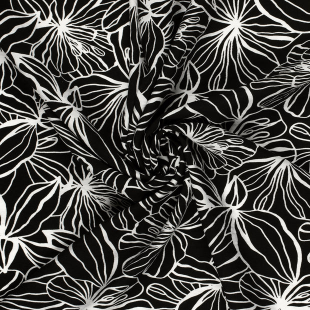 Viscose Nylon Twill tissu Noir imprimé 