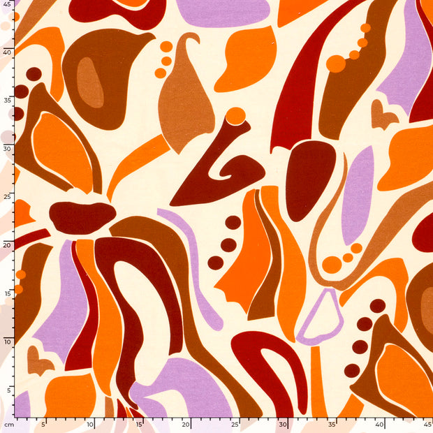 French Terry fabric Abstract Orange