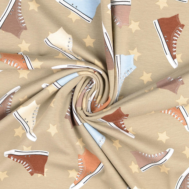 Cotton Jersey fabric Grey printed 