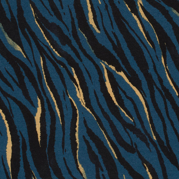 Viscose Jersey stof Tijgers Staalblauw