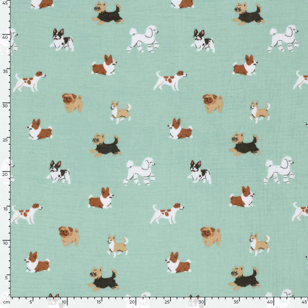 Musselin fabrik Hunde Babyblau