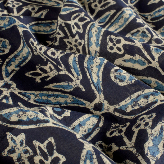Voile stof Bloemen Indigo