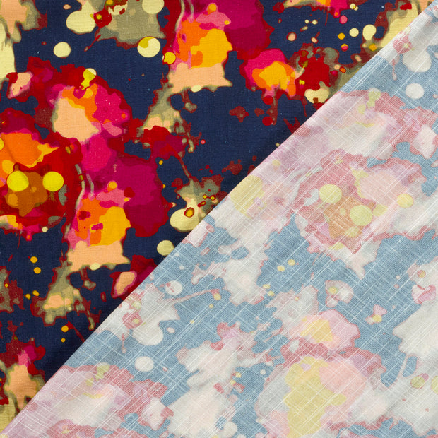 Geweven Viscose Linnen stof Abstract bedrukt 