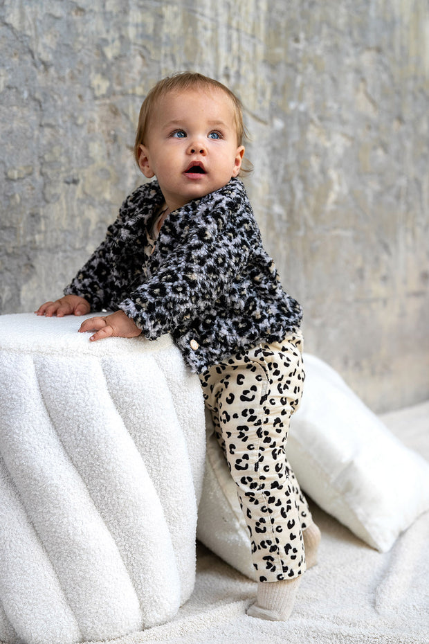 Sherpa Fleece stof Luipaarden Beige