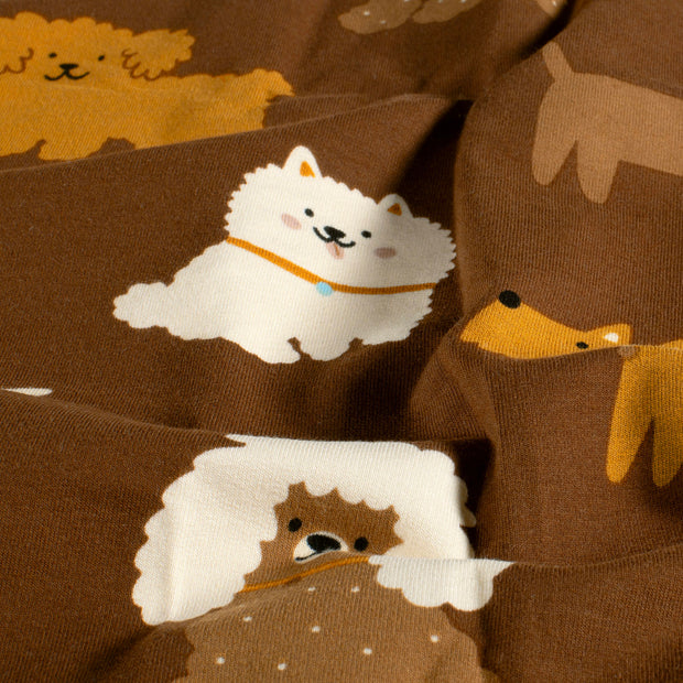 French Terry fabric Dogs Brown