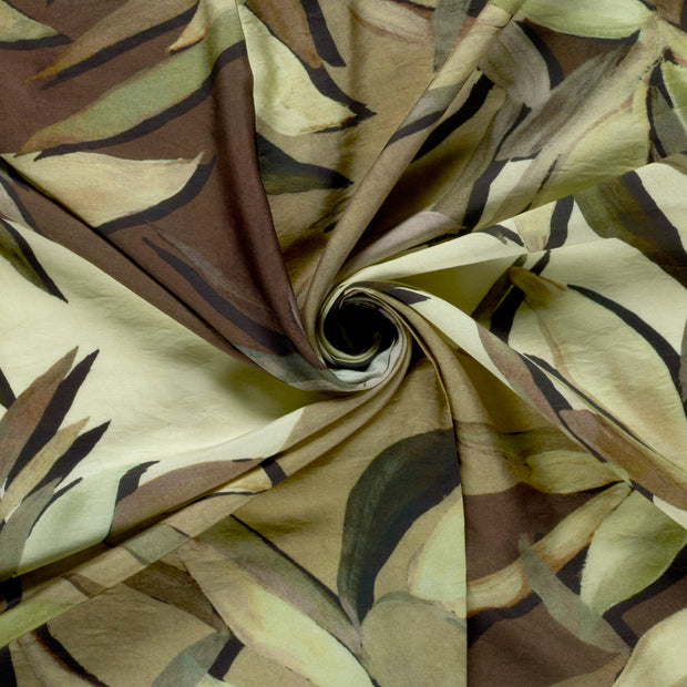 Viscose Nylon Ottoman tela Marrón topo estampado 