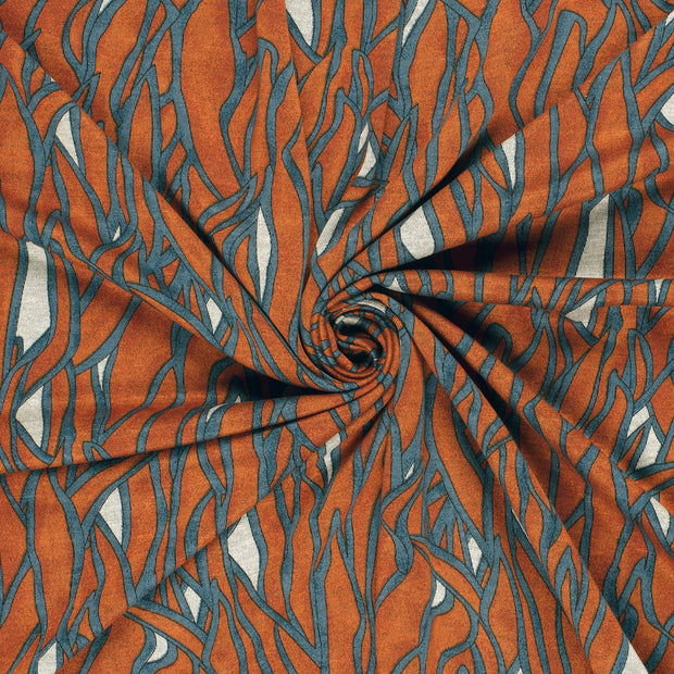 Poly Viscose Jersey fabric Brique discharge printed 