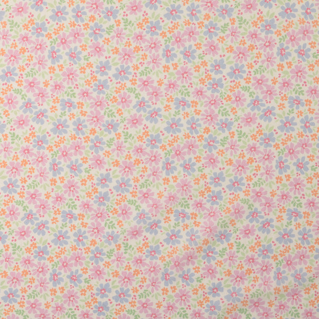 Voile fabric Flowers Baby Blue