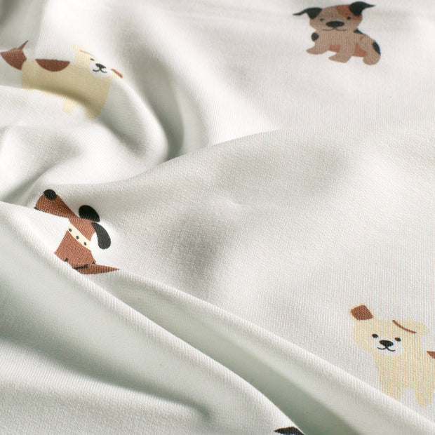 French Terry fabric Dogs Off White