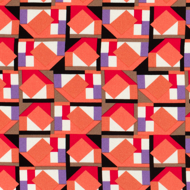 Viscose Satin fabrik Abstrakt Coral