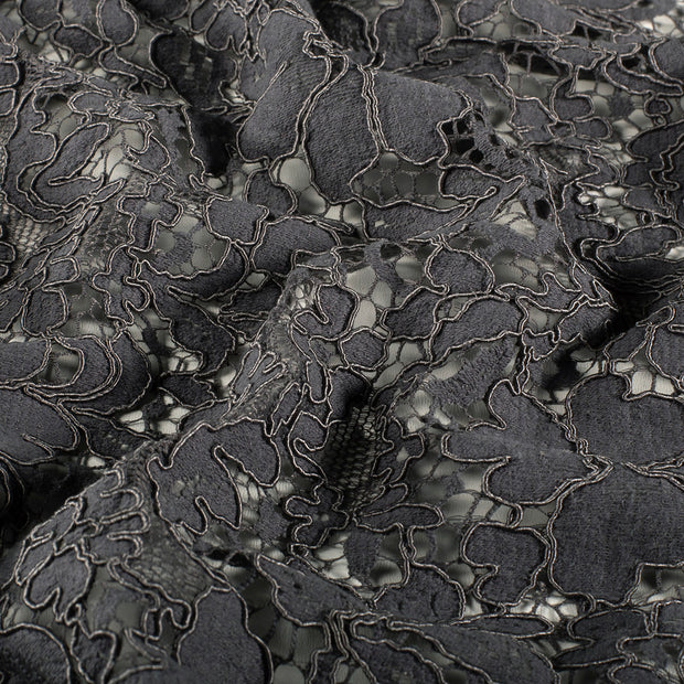 Lace fabric Flowers Dark Grey