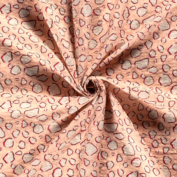 Coton Viscose en Chaine et Trame tissu Rose slub imprimé 