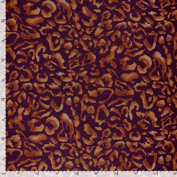 Poly Viscose Jersey stof Abstract Aubergine