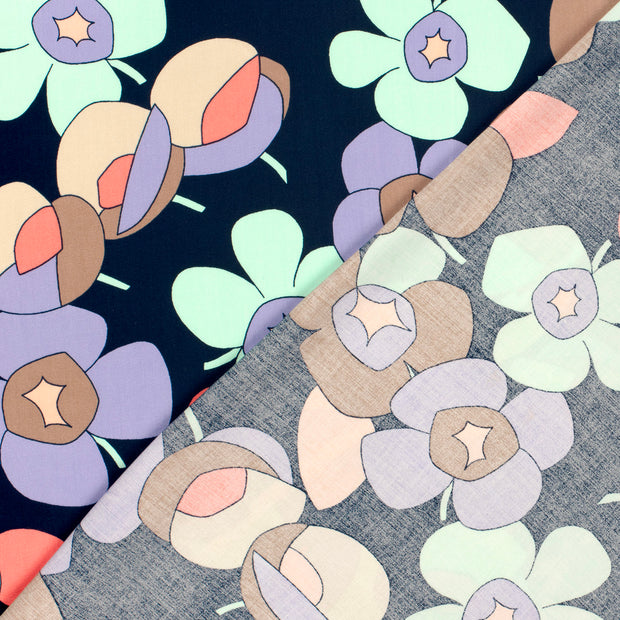 Bamboo Poplin fabric Flowers printed 